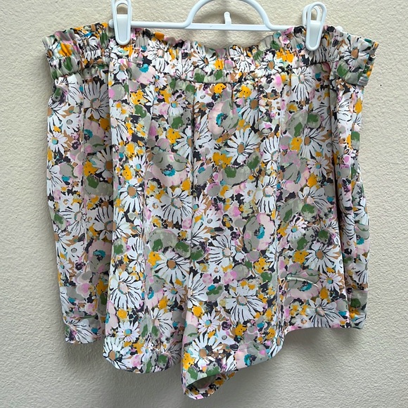 LC Lauren Conrad Belted Paper Bag Flowy Floral Tie Shorts, Size XL Elastic Waist - Picture 6 of 8